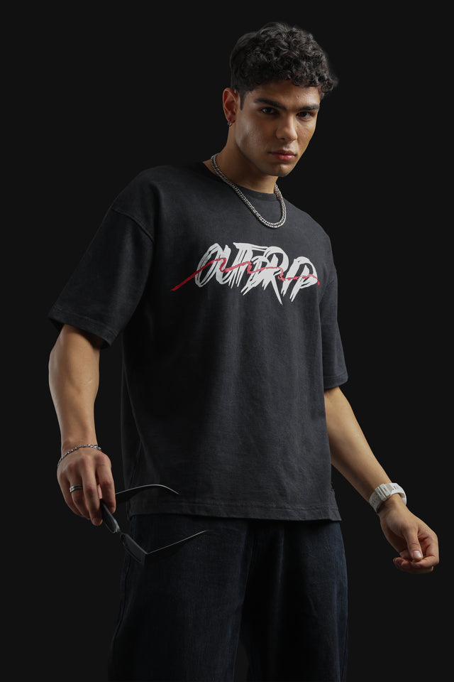 Cracked Clarity Tee front view – Outdrip acid-washed streetwear tee