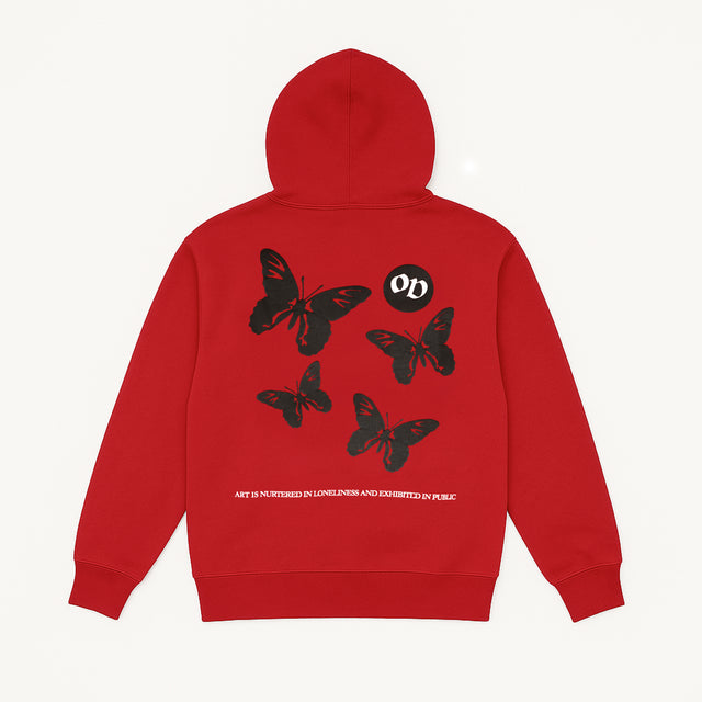 back mockup of unisex butterfly art hoodie from outdrip