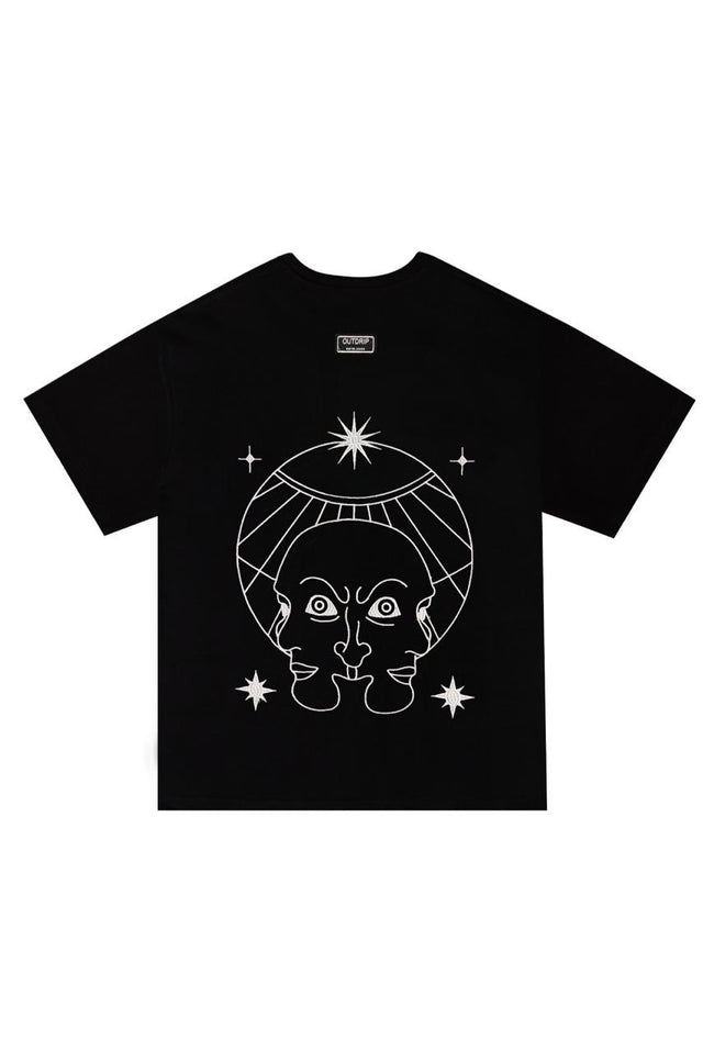 Back mockup of COSMIC WATCHER T-shirt – premium unisex streetwear featuring embroidery
