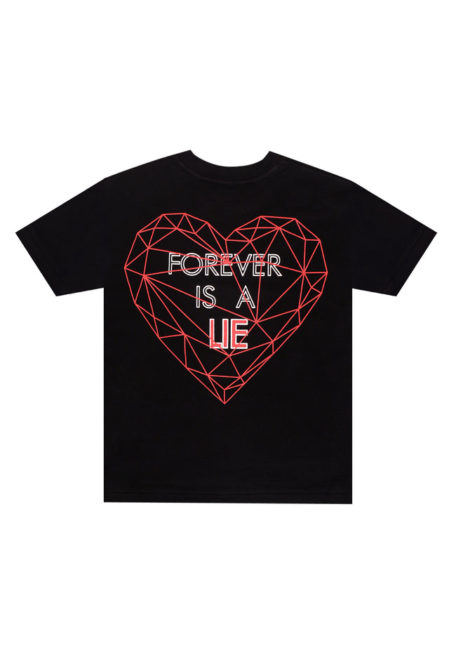 back mockup of unisex forever is a lie tee from outdrip