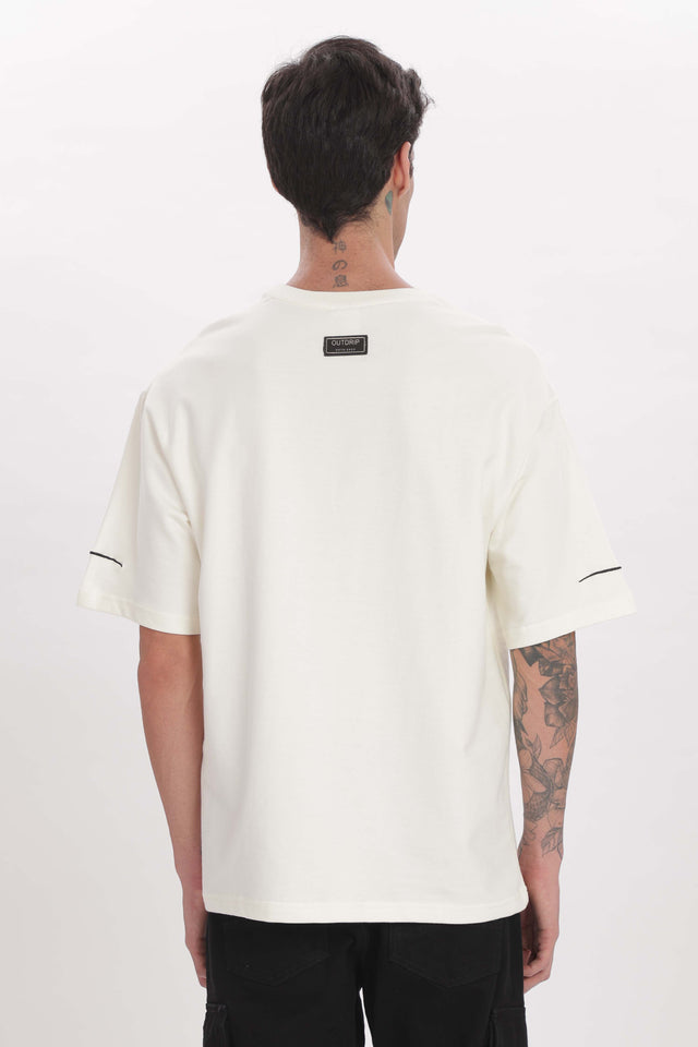 back model of unisex fragmented faces tee from outdrip 
