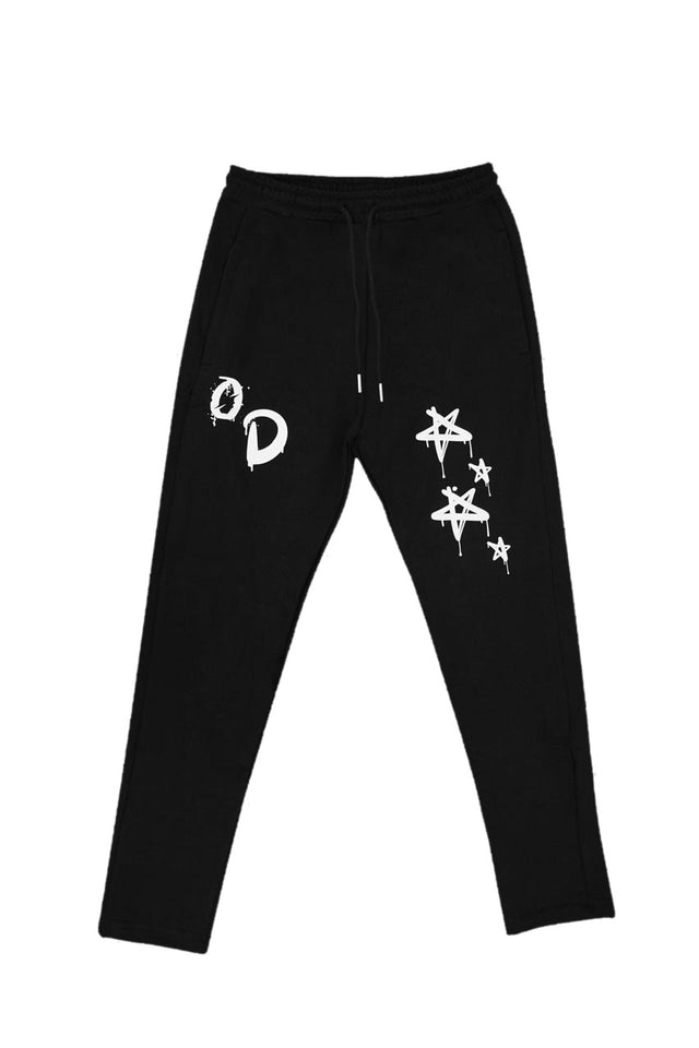 Front mockup of STAR JOGGER by Outdrip – bold streetwear joggers with star-themed sticker print on 350 GSM fabric